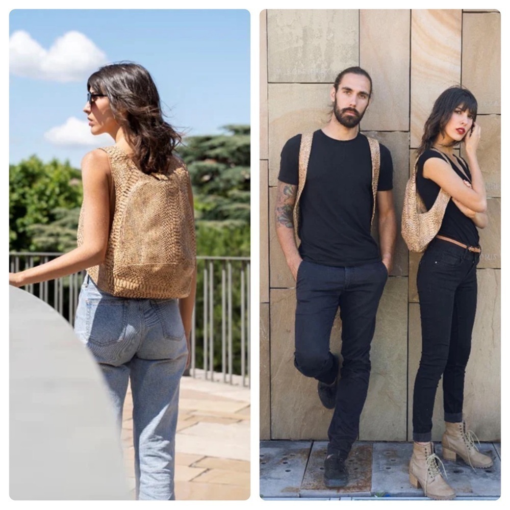 Arsayo Paris Vegan backpack faux snakeskin cork anti theft ergonomic design